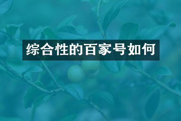 综合性的百家号如何
