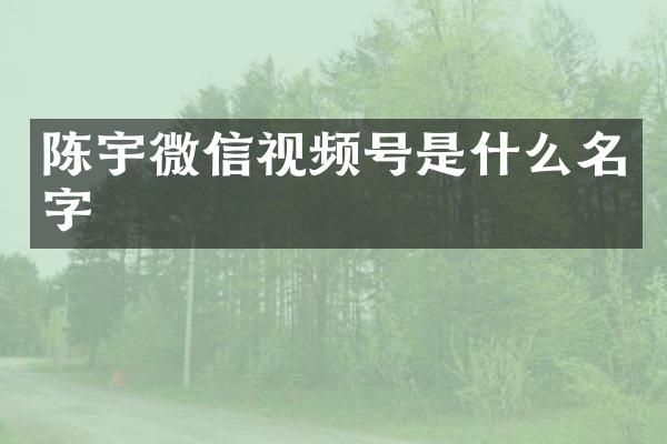 陈宇微信视频号是什么名字