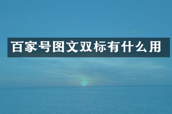 百家号图文双标有什么用