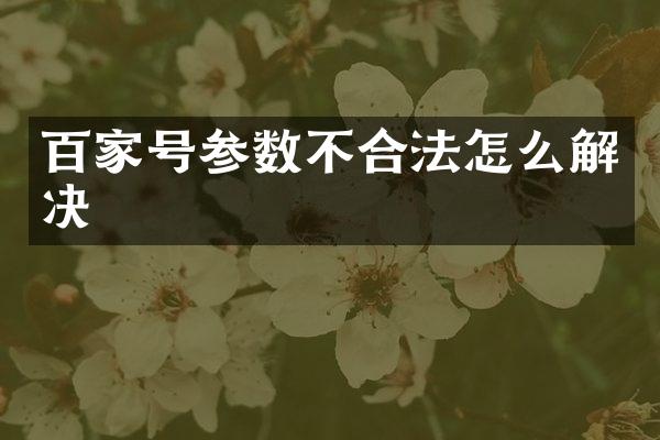 百家号参数不合法怎么解决