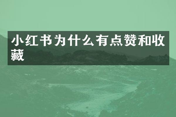 小红书为什么有点赞和收藏