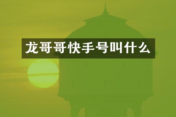 龙哥哥快手号叫什么