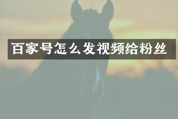 百家号怎么发视频给粉丝