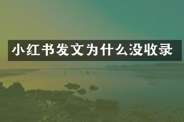 小红书发文为什么没收录
