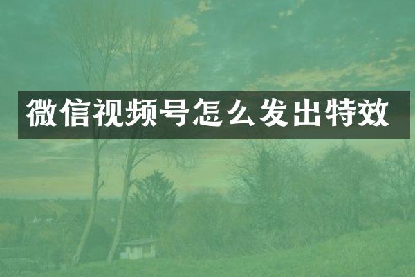 微信视频号怎么发出特效