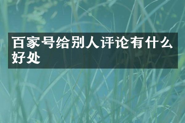 百家号给别人评论有什么好处