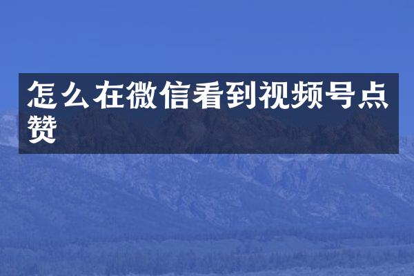 怎么在微信看到视频号点赞