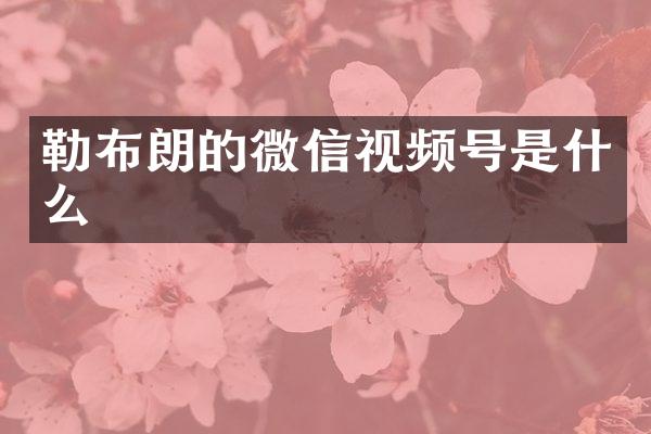 勒布朗的微信视频号是什么