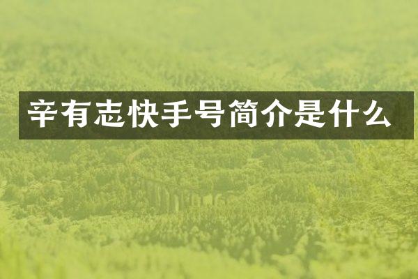 辛有志快手号简介是什么