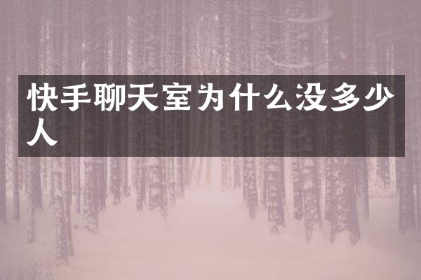 快手聊天室为什么没多少人