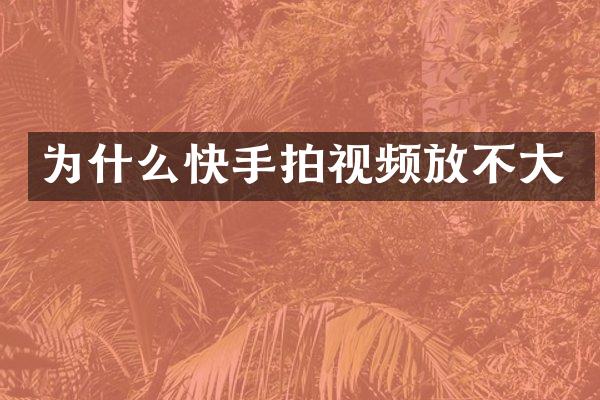 为什么快手拍视频放不大
