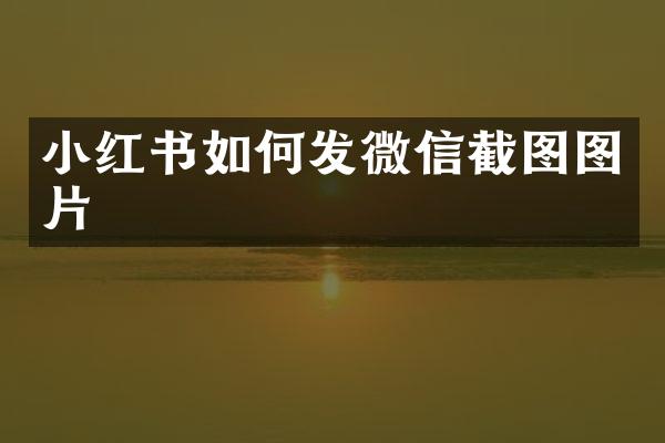 小红书如何发微信截图图片