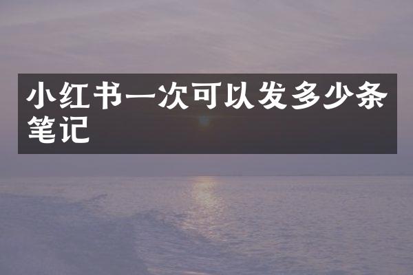 小红书一次可以发多少条笔记