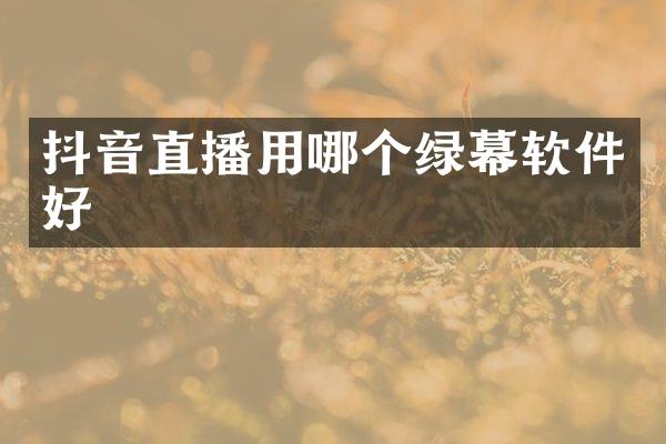 抖音直播用哪个绿幕软件好