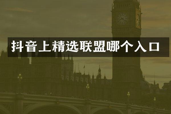 抖音上精选联盟哪个入口