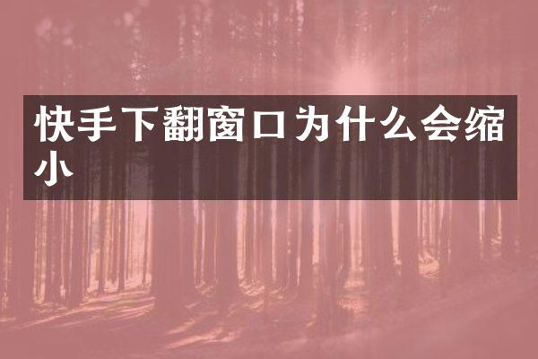 快手下翻窗口为什么会缩小