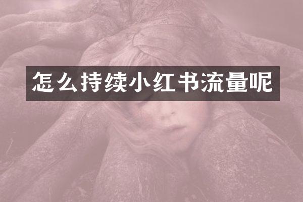 怎么持续小红书流量呢