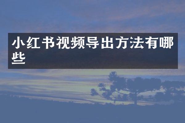 小红书视频导出方法有哪些