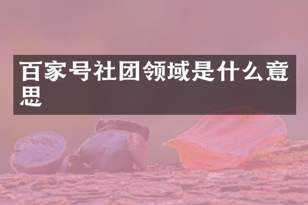 百家号社团领域是什么意思