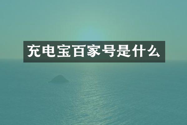充电宝百家号是什么