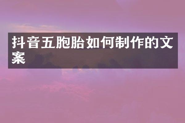 抖音五胞胎如何制作的文案