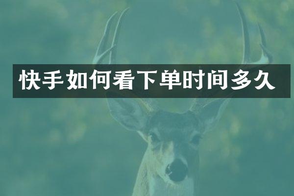 快手如何看下单时间多久