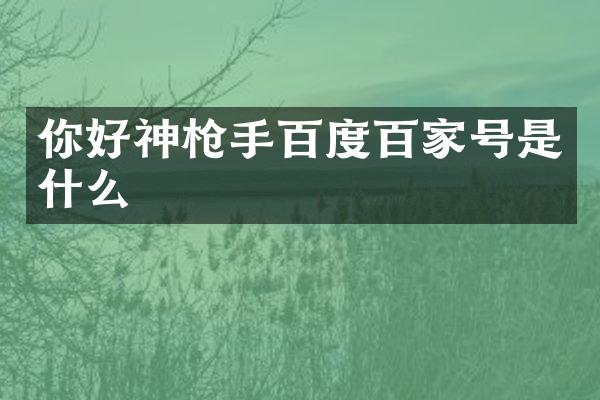 你好神百度百家号是什么