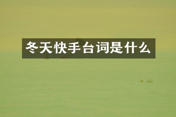 冬天快手台词是什么