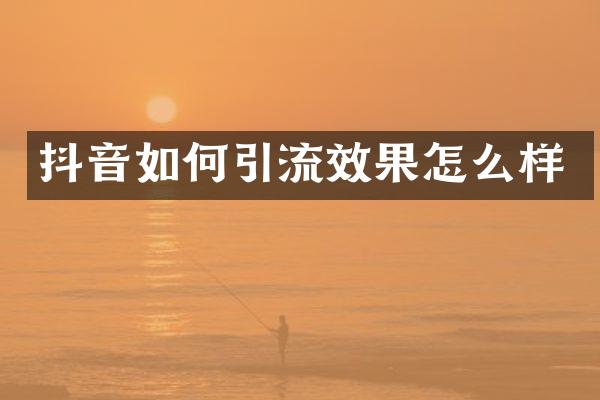 抖音如何引流效果怎么样