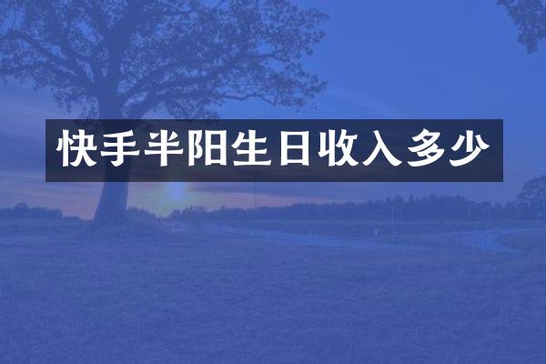 快手半阳生日收入多少