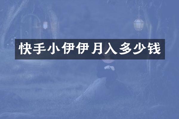 快手小伊伊月入多少钱