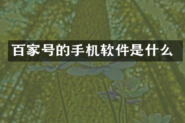 百家号的手机软件是什么