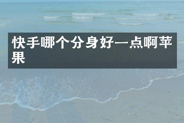 快手哪个分身好一点啊苹果