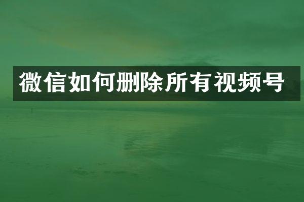 微信如何删除所有视频号