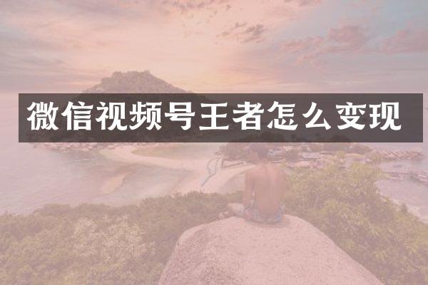 微信视频号王者怎么变现