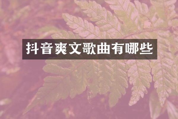 抖音爽文歌曲有哪些