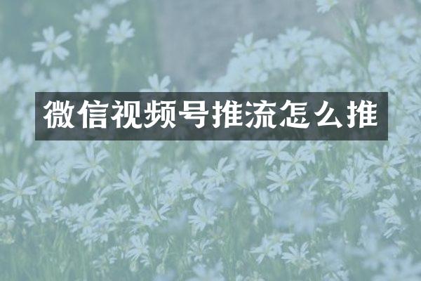 微信视频号推流怎么推