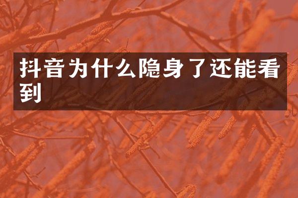 抖音为什么隐身了还能看到
