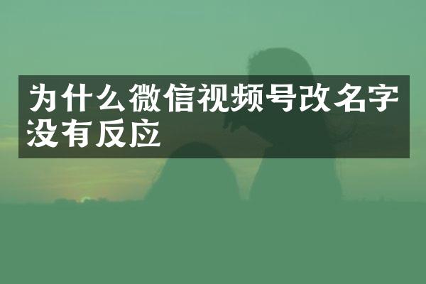 为什么微信视频号改名字没有反应