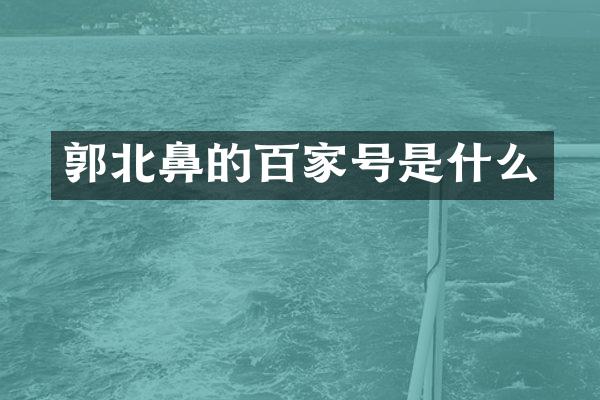 郭北鼻的百家号是什么