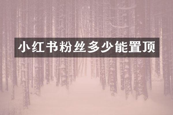 小红书粉丝多少能置顶