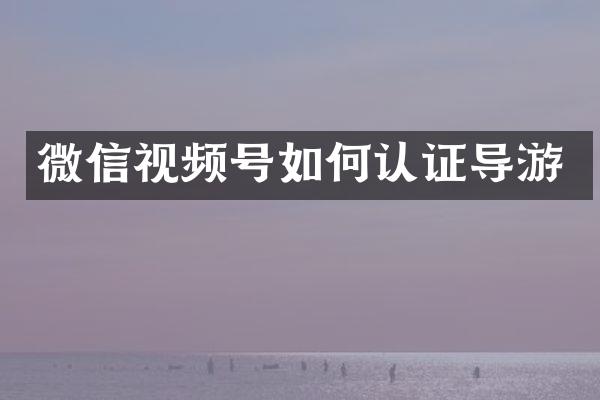 微信视频号如何认证导游