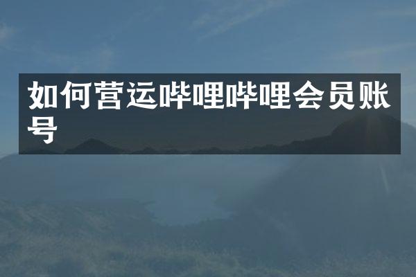 如何营运哔哩哔哩会员账号