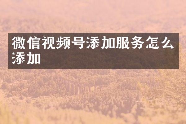 微信视频号添加服务怎么添加