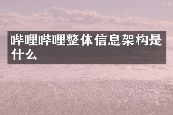 哔哩哔哩整体信息架构是什么