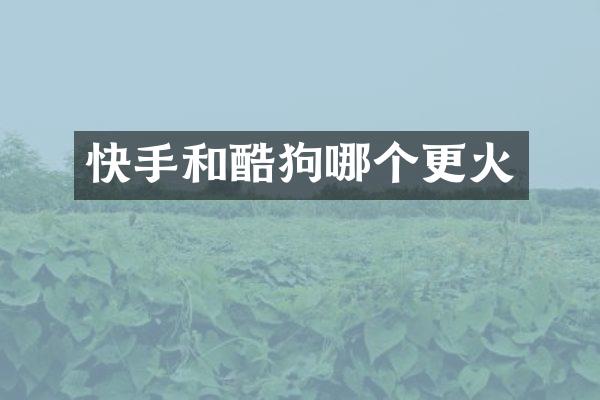 快手和酷狗哪个更火