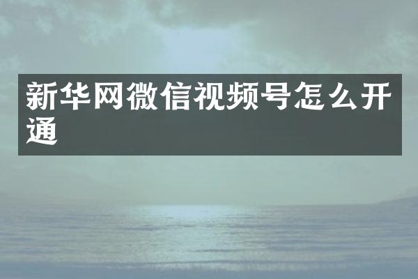 新华网微信视频号怎么开通