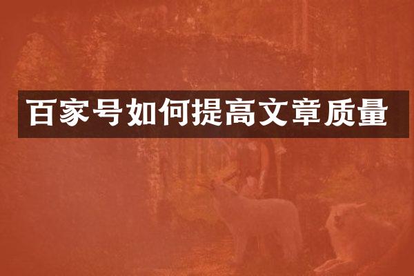 百家号如何提高文章质量