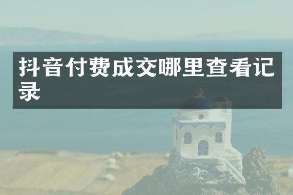 抖音付费成交哪里查看记录