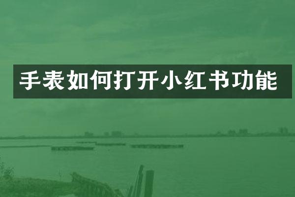 手表如何打开小红书功能